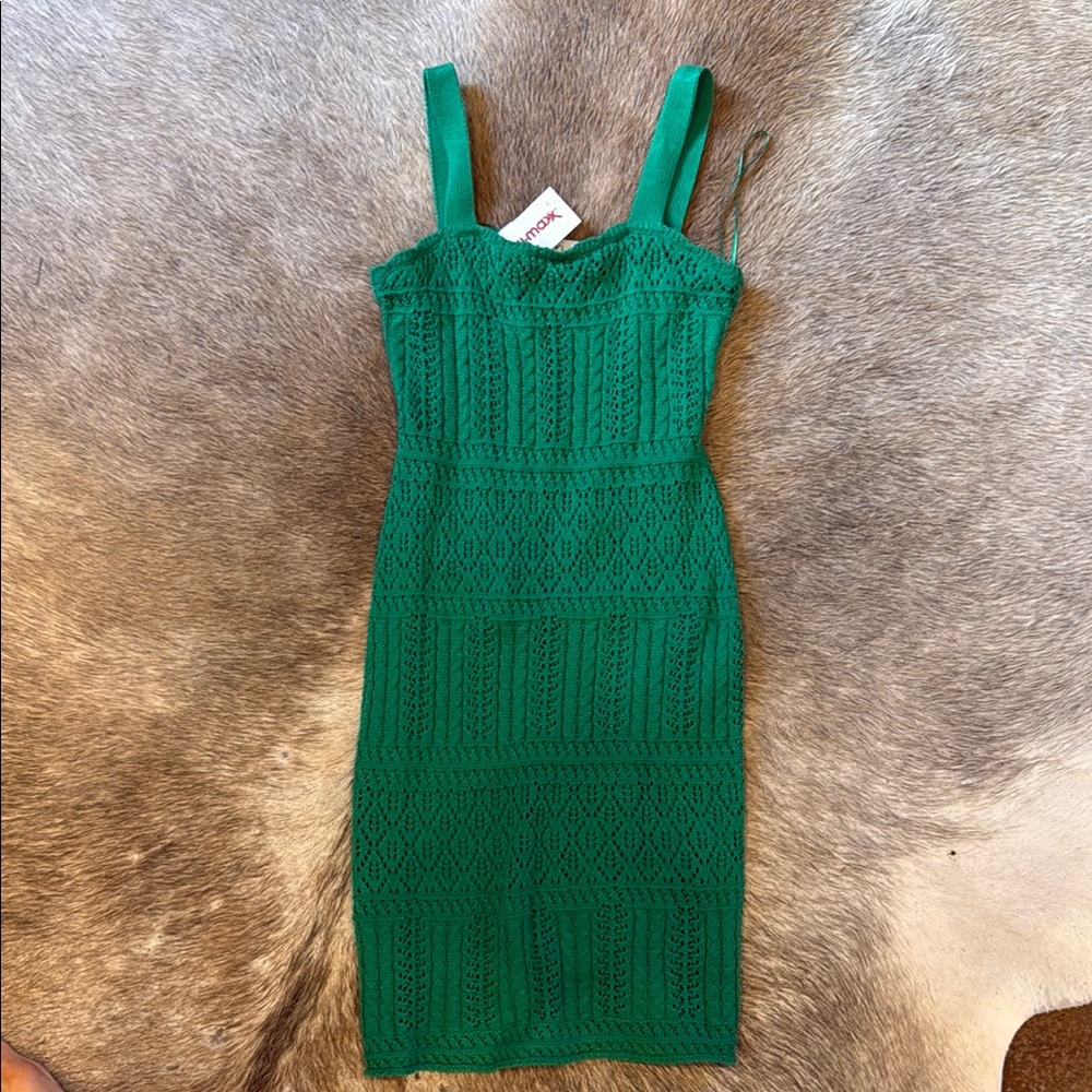 Taylor Green Crochet Ribbed Bodycon Midi Dress